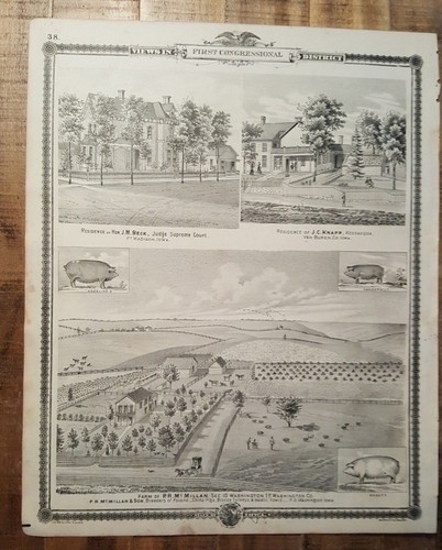 Ancien gravure ferme de p - de,