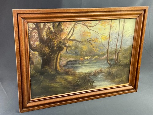Tableau pastel fin xixe signé - fin,