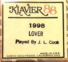 KLAVIER 88 Note LOVER J. Lawrence Cook 1998 Player Piano Roll