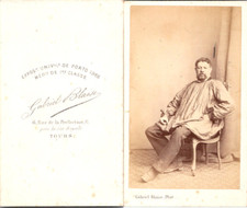 Gabriel Blaise, Tours, man in workwear with a blouse vintage CDV album