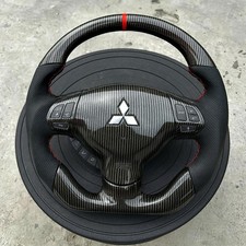 Mitsubishi Lancer Evo (2007-16) Real Carbon Fiber Sport Steering Wheel Upgraded.