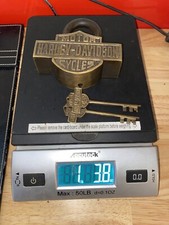 Harley Davidson Padlock Fatboy Biker Lock Keys Patina Motorcycle Collector BRASS