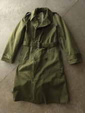 Vintage 1950s US Army OG-107 Overcoat Trench Korean War Era Green OD Liner L