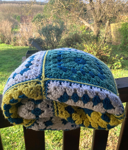 Plaid vintage crochet bleu - , et