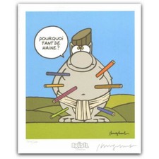 Ex-libris Offset Le Chat Pourquoi tant de haine ? signé par Geluck (21x26cm)