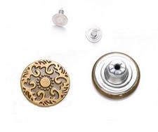 15 BOUTONS PRESSIONS JEANS Métal Bronze rond 17 mm avec motif - couture Diy