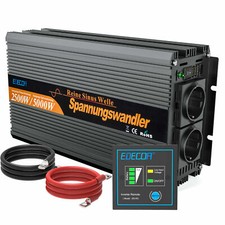 EDECOA Convertisseur 12V 220V Pur Sinus 2500W transformateur 2x USB télécommande