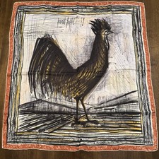 Bernard Buffet 100% Silk Scarf Le Coq Rooster Beautiful & Lightweight 30” x 28”