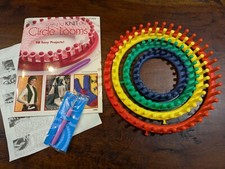 Knitter Round Loom Set Lot 4 Sizes With  Hook And Book Easy Beginner Knitting