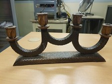 antique carved wooden table candle holder style BLACK FOREST 4 candles