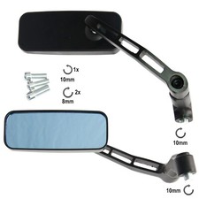 Retroviseurs Couple Miroir métal Moto Scooter Custom Noir A-Pro Adaptateur