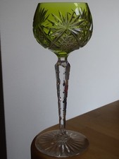 VAL ST LAMBERT 1 ANTIQUE WINE GLASS ROEMER CRYSTAL DOUBLER COLOR YELLOW 19.5 cm