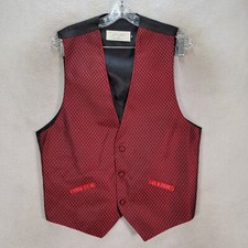 Jean Yaes Paris Red Jacquard Formal Suit Pour L'Homme Luxe Mens Vest Size M