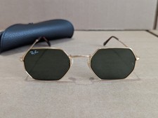 Pre-Owned Ray-Ban RB3556N Octagonal 001 Gold 53mm G-15 Green w/ Case