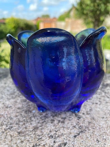 Magnifique vase verre bleu - vase, en