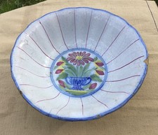 Plat saladier ancien faïence de l’Est XIXeme, décor au panier