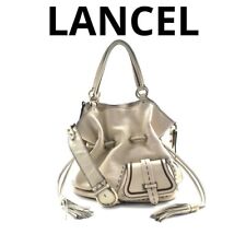LANCEL Premier Flirt Handbag Shoulder Drawstring Bag Purse in Ivory USED