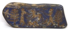 Authentique tablette ancienne en pierre de lapis-lazuli sassanide avec roi, c...
