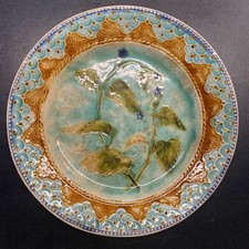 Antique Plate "Mouzin Lecat & Cie Nimy" Majolica 1896