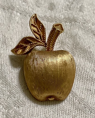 Vintage golden apple brooch - vintage,