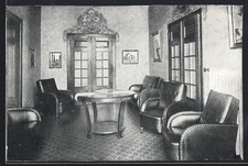 Old postcard Masevaux, interior of the treatment establishment with leather armchairs 1932 