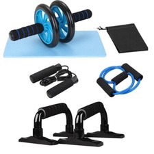 Appareils de Fitness 5 en 1 Roue Abdominale + Poignée de Pompe + Corde à sauter.
