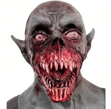 Masque Halloween Vampire Sourire Sanglant Tête De Démon Effrayant En Latex