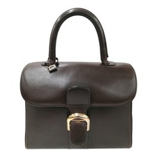 Delvaux Modelle Depose Brillon Leather Handbag Dust Bag Dark Brown