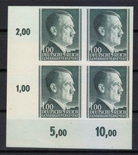 Pologne Post Osten 1942 Mi 86 A U Sc N94 Adolf Hitler bloc de 4 imperforé **