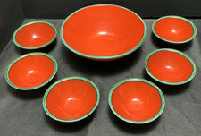 Vintage MCM Villeroy & Boch Red & Green Rice/Fruit Bowl Set