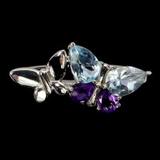 925 Bague en Argent Poire Topaze Bleu Ciel 6x4mm Gemme Améthyste Bijoux 8