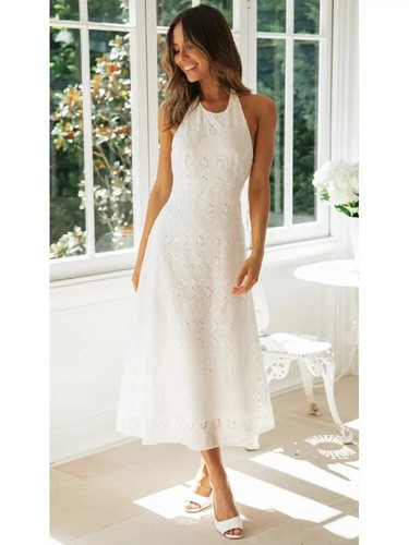 Robe élégante longue blanche - robe,