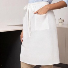Tablier long blanc à poches