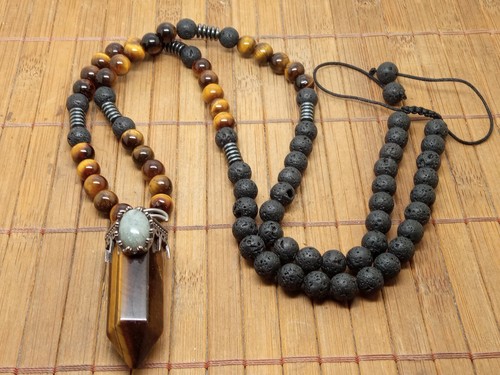 Tiger eye tip - eye, labradorite