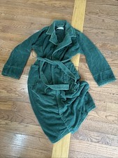 Vintage LAURA ASHLEY Hunter Green Heavy Weight 100% Cotton Spa Robe One size