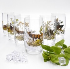 6 Piece Long Drink Verres Set Avec de Couleur Chasse Décor Motif Cadeau Carton