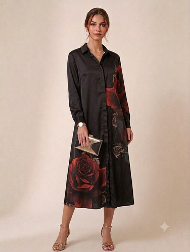Robe chemise longue - robe-chemise, mi-longue