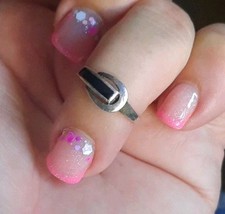 K17101 Bague Vintage Argent Massif 625 Sterling Pierre Noire Bijou