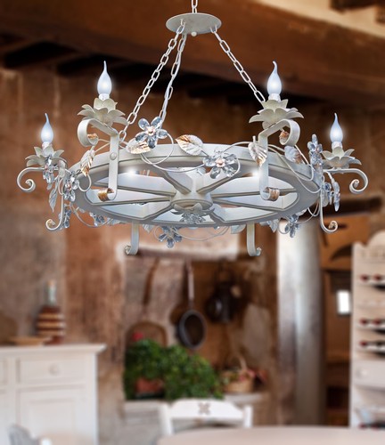 Lustre roue chariot fer - lustre, en