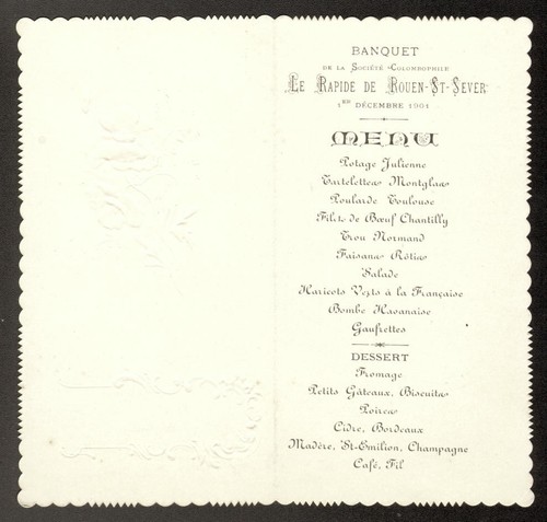 Menu société colombophile - menu.,