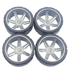 4 Knex Racing Wheels Large Tires 2.25" with Gray Hubs K'nex Parts 2 1/4"