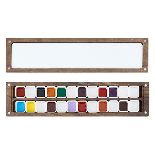 Palette aquarelle bois - en, 24