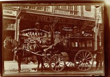 FRANCE Circa 1905 Hippomobile, passenger transport stagecoach, delicatessen