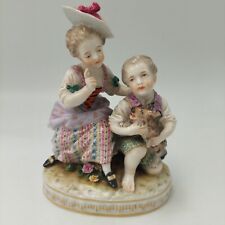 Antique Passau German Porcelain Dressel & Kister Children Dog Figurine Figure