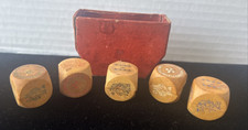 Rare Vintage Molinard 3/4” Wood Poker Dice ~Set of  5 ~ Perfume Samples