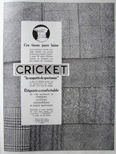 PRESS AD 1924 CRICKET THESE FABRICS PURE WOOL FOR HUNTER CYCLISTS