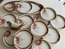 service à poissons 12 Assiettes Plat Saucière Moulin des Loups Nord vintage Déco