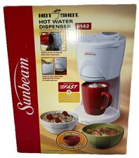 Sunbeam 6142 White Hot Shot Water Dispenser 16oz Heats Fast W/Ceramic Bowl NEW!