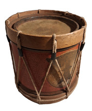 BOITE A BISCUITS TAMBOUR BASLER LECKERLI SUISSE ANNEES 60 EN TÔLE BOIS ET CORDE