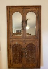 Porte de placard ancienne indienne avec 2 miroirs et sculpté (H: 1,57,L: 0,84)